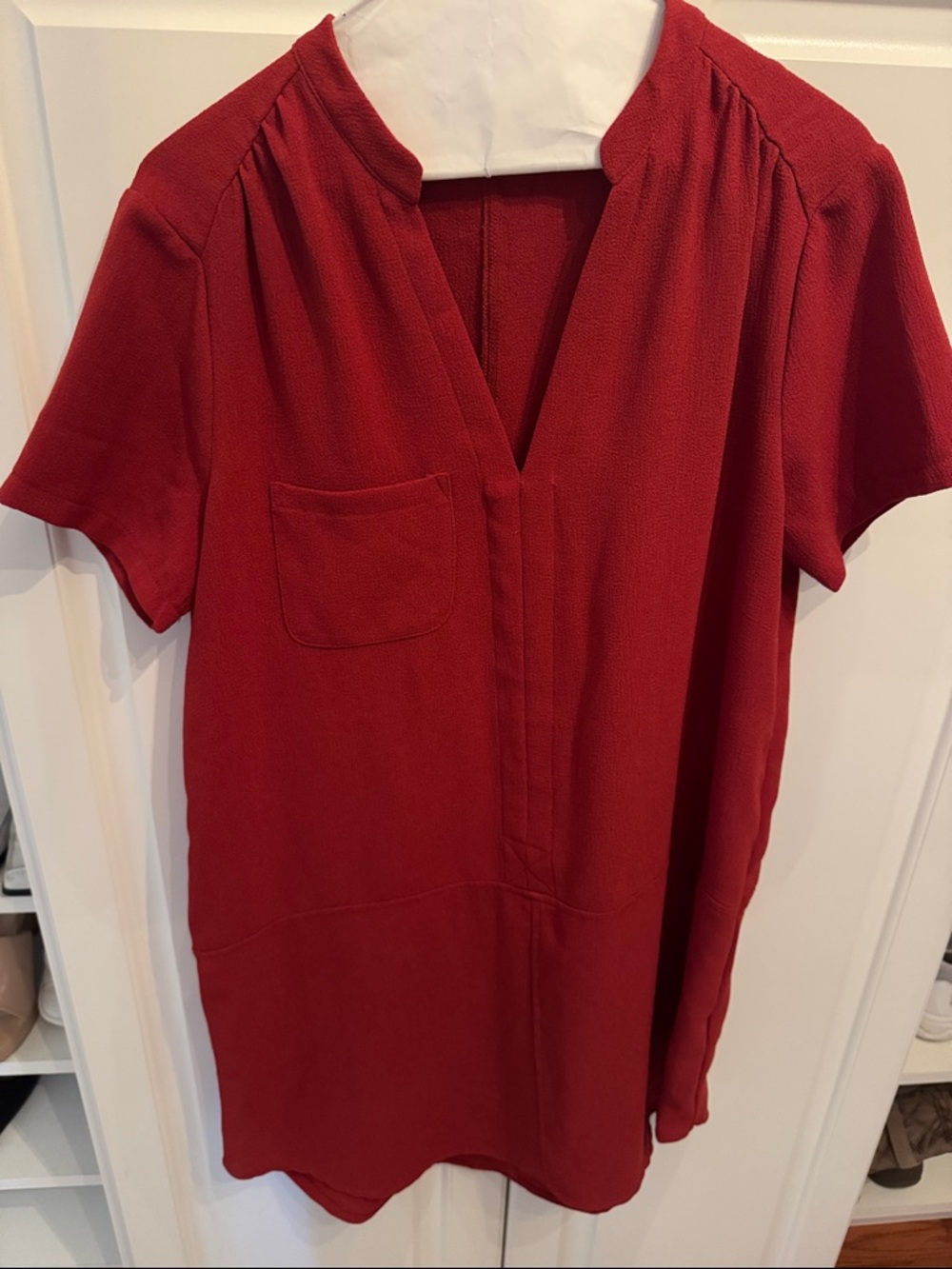 Red Short Sleeve Tunic dress